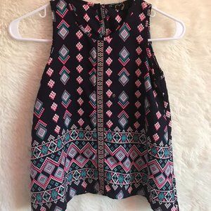 Tribal patterned light tank top